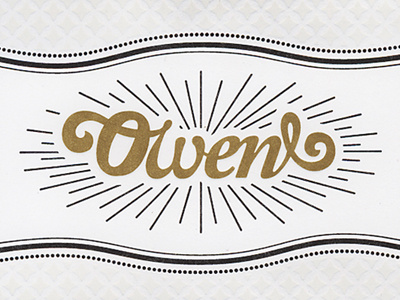 Birth of a little dude named Owen birth announcement letterpress vector