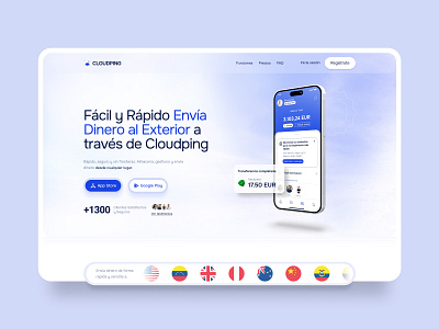 Sending money Landing Page animation cash clean design cloud figma figmaanimation graphic design landingpage money motiongesign ping send money ui uiux design web webdesign webinspiration