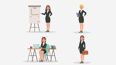 Business Professional Character Lottie Animation Pack after effects after effects animation animation business woman animation character animation character lottie animation design female character animation illustration lady character animation lottie animation lottie files motion design motion graphics presentation professional woman animation woman holding briefcase woman with tablet woman working on computer working woman