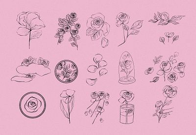 Sketchy handmade roses branding graphic design illustration vector