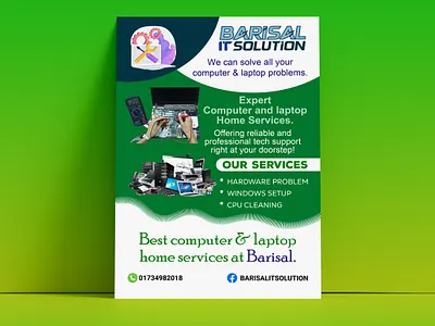 Computer & laptop home services leaflet add advertising business flyer flyer graphic design leaflet leaflet design marketing poster social media post