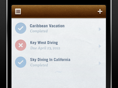Checklist app blue brown checklist iphone leather red