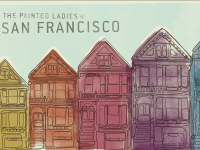 Painted Ladies california conduit house illustration line painted san francisco scribble texture