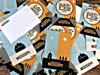 Poplarville Postcards: Set One illustration postcard