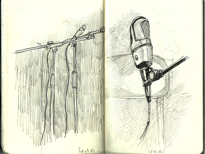 2011.04.02 - Wilson's Reservoir at the Brew - Mics drawing microphones moleskin wilsons reservoir