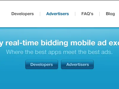 Developers & Advertisers ad network ads applications apps blue buttons interface mobile ui ux