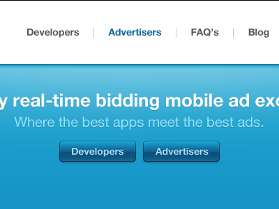 Developers & Advertisers ad network ads applications apps blue buttons interface mobile ui ux