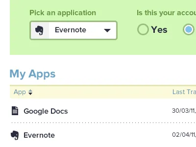 My Apps dropdown icons pictos proxima nova table