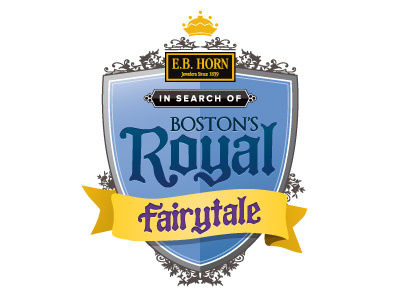 Boston’s Royal Fairytale badge blue crest logo ribbon shield