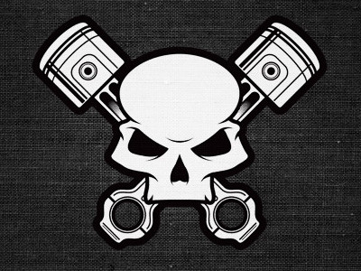 Skull & Crossed Pistons Illustration illustration pistons skull vector