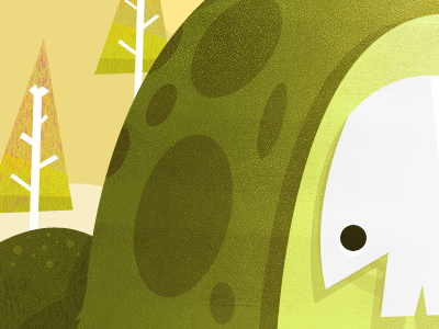 Day 2: Bonehill bone trees green hills skull spots tan trees white yellow