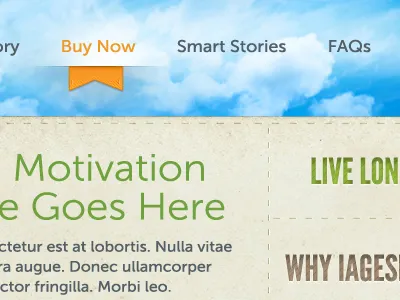 Vitamins paper ribbon sky texture typography web design