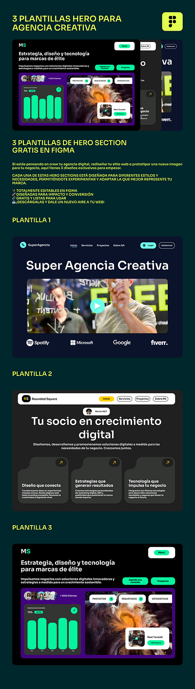 3 Plantillas Hero Section para Agencias Creativas webinspiration