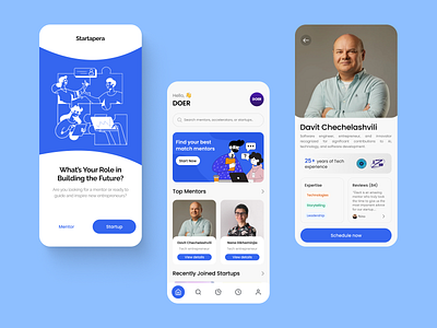 Startapera: The App for Finding Your Lifetime Startup Mentor clean design mentorship mobile startapera ui uiux