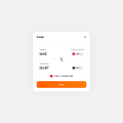 Swap form - UI Design branding coin form crypto app design crypto app form crypto design crypto form crypto ui crypto ui design crypto uiux minimalistic design motion graphics orange design swap crypto form uiu tokens form tokens swap ui ui crypto swap ui design ui swap uniswap