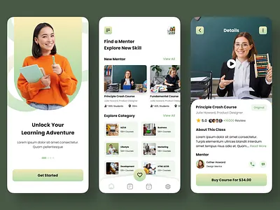 "Interactive E-Learning App UI Design"​​​​​​​ appconcept appui cleandesign courseapp dribbbleshots e learning educationapp interactivedesign learningplatform mentorapp minimalui mobileappdesign mobileinterface modernui onboardingdesign onlineeducation skillbuilding uiinspiration uiuxdesign userexperience