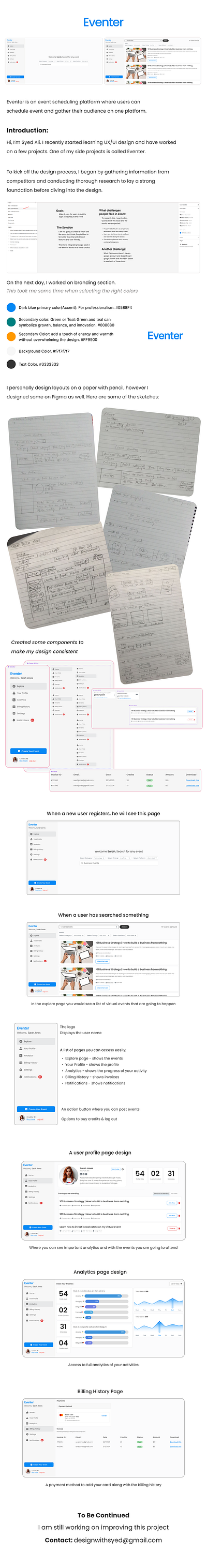 Virtual Event Scheduler - Eventer dashboard figma design social media ui ui designer ux design