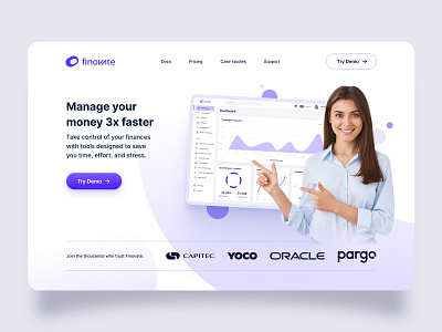 Landing Page Design Challenge: Day 14 fintech landing page ui ui design ui designer ui inspiration uiux web design website website design