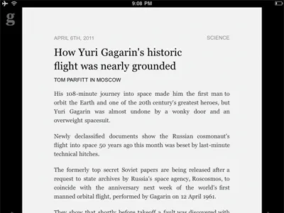 readah.com api article clean guardian ipad simple web app
