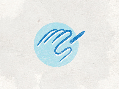 Hand + Pencil blue hand logo pencil