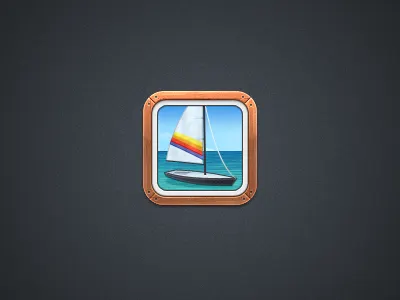 Photos Icon blue boat brown frame icon icons iphone paper photos picture simplr sky theme wood