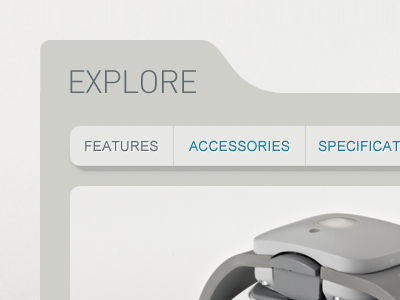 Product Features page device ecommerce explore grey mono product store white