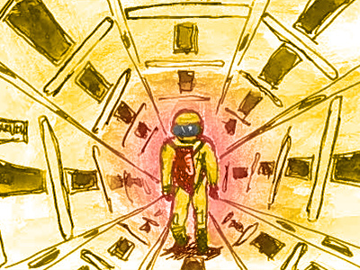 Space Odyssey illustration ink watercolor