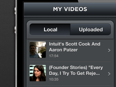 My Videos app black button grey iphone video