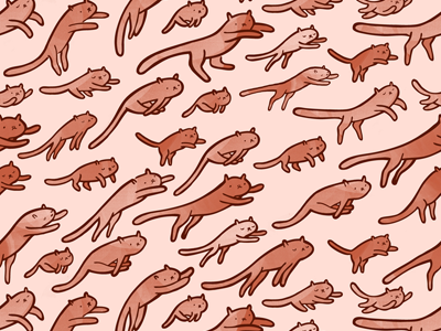 Pack Of Cats Pattern View 2 cat cute illustration pattern surface design