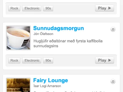 Grapewire - Playlist Overview Page list music play playlist preview table tags