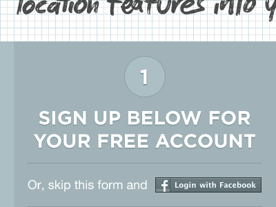Sign up login with facebook onboarding signup simplegeo