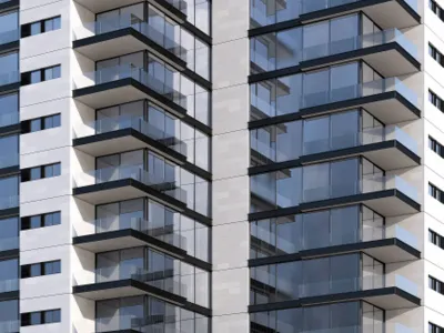 Seagull Tower - Mid Section 3d architecture facade glass render visualization