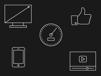 Icons arrow bandwidth black bw hairline icon icons outline screen smart phone speedometer thumbs up video white youtube