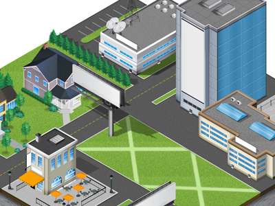 Push Media City II 3d architecture building info graphic isometric