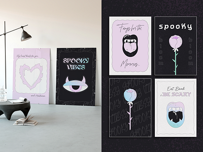 Halloween Posters 🎃😎🌹 adobe illustrator app autumn graphics branding character creepy posters design festive posters graphic design halloween halloween cards illustration pastel goth pumpkin season spooky vector vector illustrations