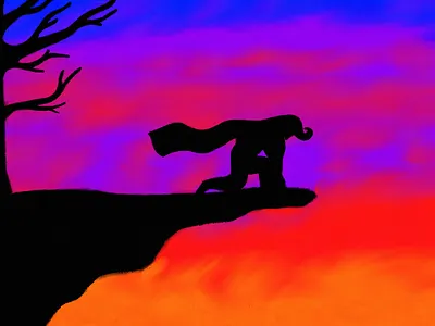 The sunset digital art digitalart fresco hero ipad sad sunset super man superman