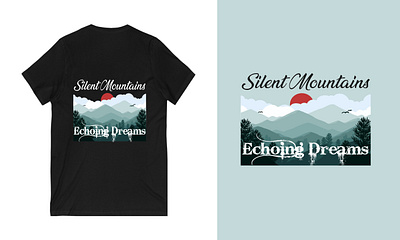 SILENT MOUNTAINS adobe illustrator attractive black and white brand branding design dream dribbblr fashion graphic design hill mountains nice simple t shirt tree typography vintage