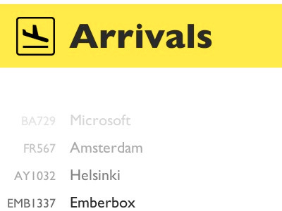 Emberbox airport arrivals emberbox flight signage splash yellow