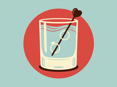 Wedding Cocktail blue cocktail illustration red rings rocks glass simple