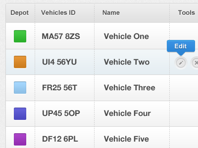 Vehicles colour code grey table tool tip ui