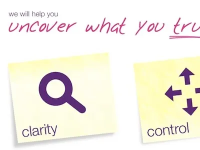 Post-its clean handwriting icons purple shadow white yellow