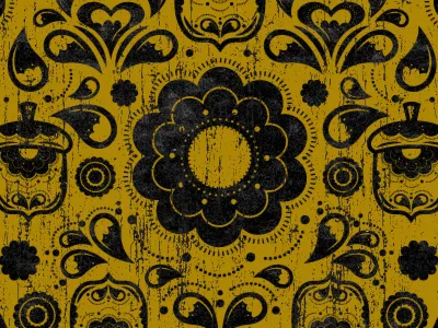 gold acorn flower illustration pattern