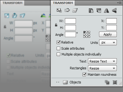 Fireworks Transform Panel adobe fireworks grey owl transform