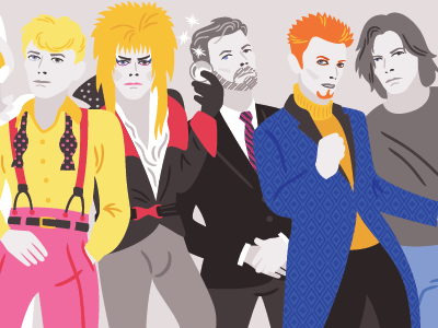 Changes part 2 celebrities complete david bowie digital glam illustration music portrait rock vector