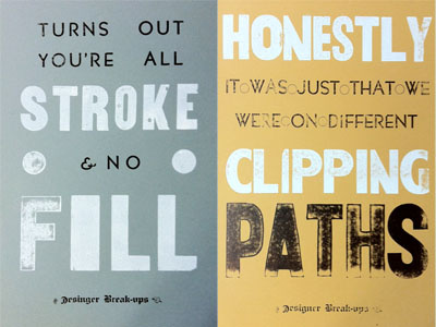 more designer breakups letterpress twitter typography
