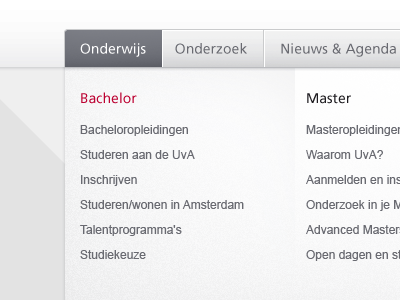 Megamenu mega menu university website