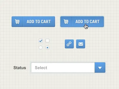 UI elements add to cart blue buttons grid ui
