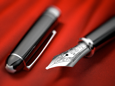 MONTBLANC fountain pen black montblanc pen pencil red rendering