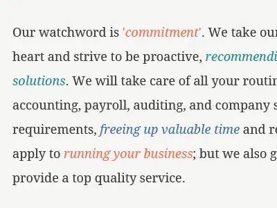 Our watchword is 'commitment blue droid serif fonts google green grey orange