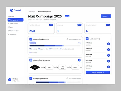 Lead Generation Platform - SaaS Concept campaign lead lead generation mail mail list mail prospecting platform product design saas saas platform ui uiux ux